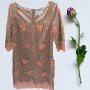 Belle Badgley Mischka Elena Metallic- Lace Dress